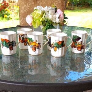 Set of six Fine bone china mugs.